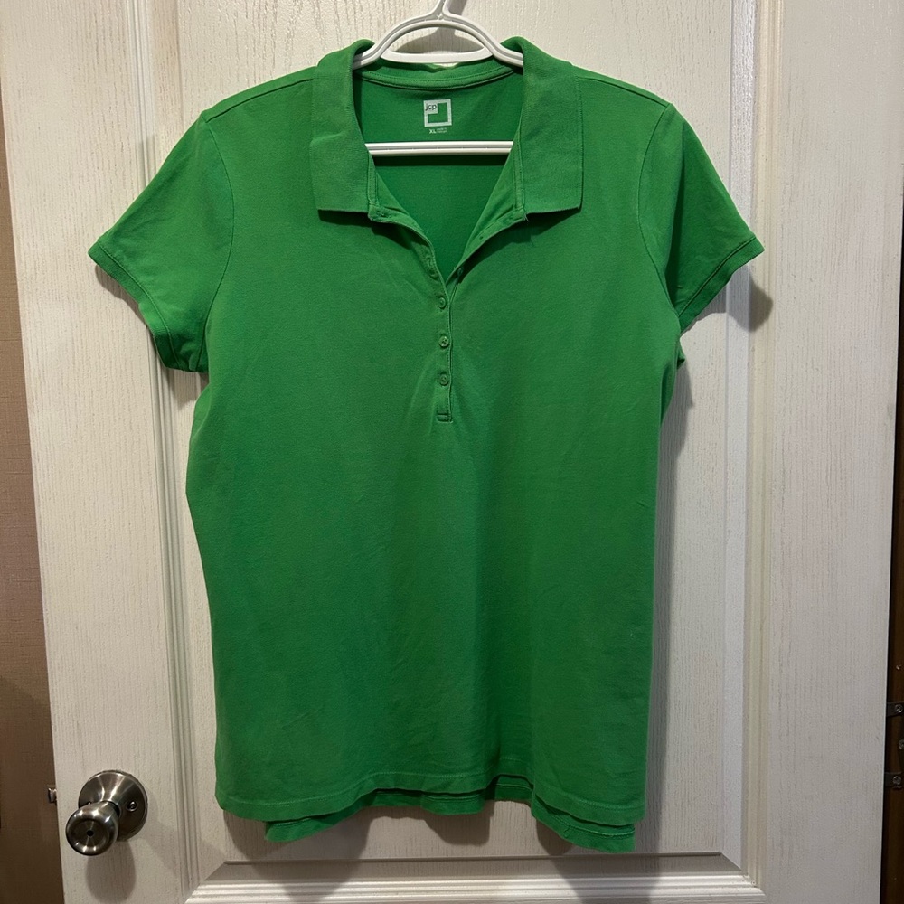 Women’s XL JCPenney Vibrant Green Button Down Polo Shirt